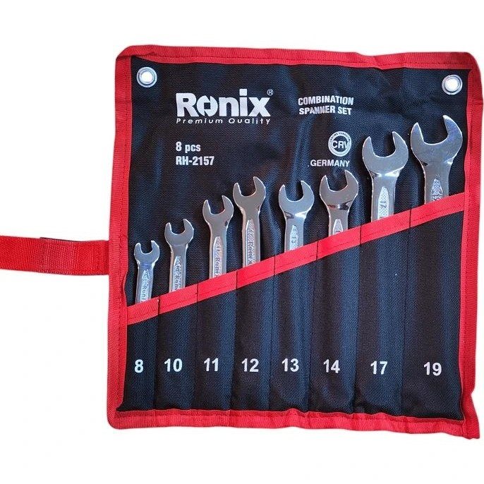 ست آچار یک‌سر تخت و یک‌سر رینگ ۸ عددی رونیکس مدل RH-2157 به